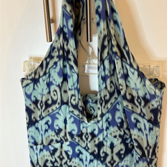 Rare Find! CAbi Blue and Black Abstract Halter Maxi Dress style 850 - Picture 4 of 9
